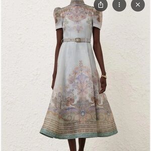 Zimmermann Eden belted midi blue Paisley dress